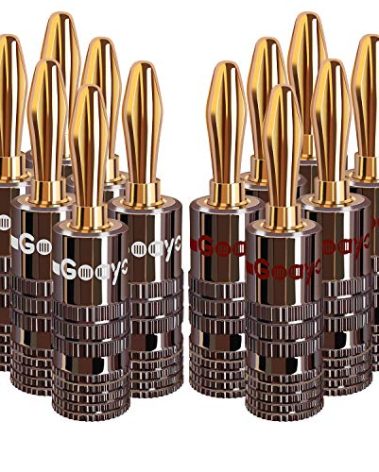 Goaycer Banana Plugs for Speaker Wire - 24K Gold Plated Banana Adapter Connector(6 Pairs/12 pcs)