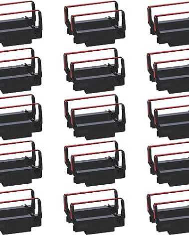 COSOB 30 Pack ERC30 ERC30 Black and Red ERC-30 ERC30/34/38 red and Black Ribbon Compatible with Epson TM-U220 M188B ERC 30 ERC34 ERC-38 NK506 Printer(Individually Packaged)