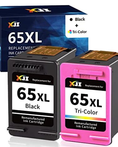 XJI Remanufactured Ink Cartridges Replacement for HP 65 XL 65XL Black and Tri-Color Combo Pack, for DeskJet 2600 2622 2652 3700 3752 3755 3772 Envy 5000 5014 5052 5055 All in One Wireless Printer