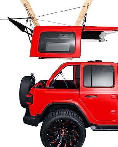 Hard Top Removal Lift for Jeep Wrangler, Compatible with All Jeep Wrangler JK JL Models, Easy One-Person Operation Roof Hardtop Hoist with Anti-Drop System, Supports 8-16 ft. Ceiling, 8 T Knobs