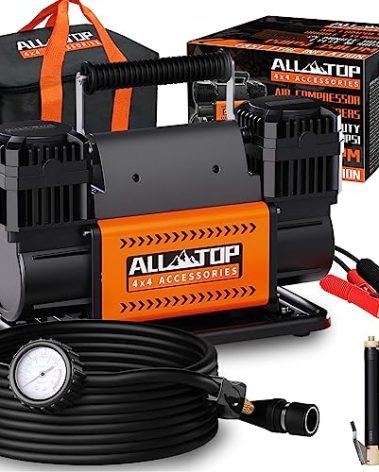 ALL-TOP Air Compressor Kit, Dual Cylinder 12V Portable Inflator 12.35 ft³/Min, Offroad Air Compressor Pump for Truck Tires, Heavy Duty Max 150 PSI for 4x4 Vehicle & RV