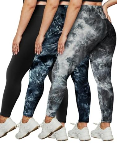 HLTPRO 3 Pack Plus Size Leggings for Women(X-Large - 4X)- High Waist Stretchy Soft Pants for Workout Running Yoga
