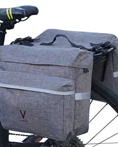 Vuudh Bike Pannier Bag - 27L Bicycle Bag with Reflective Trim, Water-Resistant Bike Rear Seat Saddle Bags (Grey)