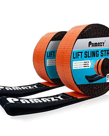 2 Pack 2”x15FT Supper Sturdy Lift Sling Straps, 18800 Pound Capacity Heavy Duty Eye-Eye Nylon Strap for Hoist, 2-Ply Polyester Rigging Straps, Tree Saver Recovery Straps Web Sling Winch