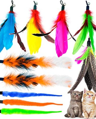 TIENAILING Cat Feather Toys Refills, 10 Pieces Worms Feathers Refills, Cat Wand Replacement Feathers Toy for Indoor Cats