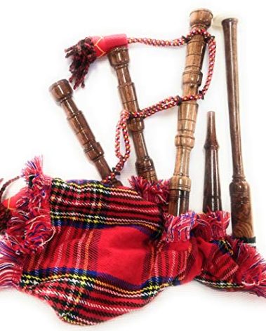 Mini bagpipe Rosewood irish Royal Stewart cover & cord Starter playable for beginner kids junior set comes with 2 free reeds and instruction