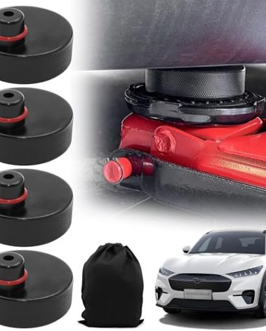 4PCS Pinch Weld Jack Pads for Mustang Mach E Accessories 2021 2022 2023 2024 2025,Rubber Floor Jack Pad Pinch Welds Jack Pad,Jack Stand Adapter with Storage Bag