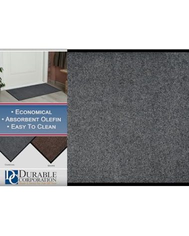 Durable Corporation 654S34CH Wipe-N-Walk Vinyl Backed Indoor Carpet Entrance Mat, 3' x 4', Charcoal