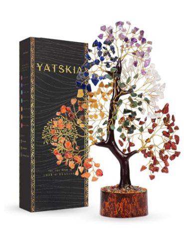 YATSKIA Chakra Crystal Tree - Handmade Healing Crystal Trees with 7 Chakra Stones - Decorative Tree of Life for Meditation, Feng Shui, and Home Decor - Unique Birthday Gifts for Women