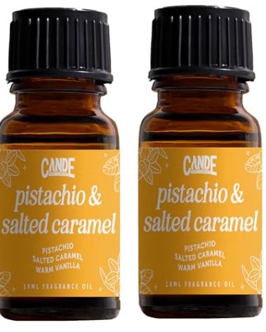 CANDECraftCo Premium Fragrance Oil – Diffuser Oils Fragrances Scented for Home, Candle Soap Making Supplies, Aromatherapy Blends for House (0.34 Fl Oz) (2-Pack, Pistachio & Salted Caramel)