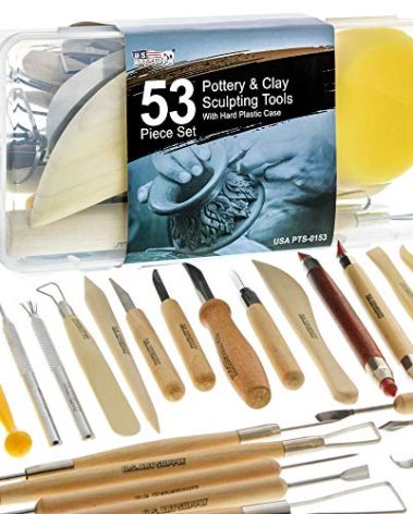 U.S. Art Supply Pottery & Clay Tools Set (53-Piece) - Includes Pottery Tools, Canvas Case for Sculpting, Ceramics, and Easy Storage & Transport