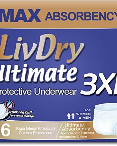 LivDry Ultimate Adult Incontinence Underwear, High Absorbency, Leak Cuff Protection (XXX-Large (36 Count))