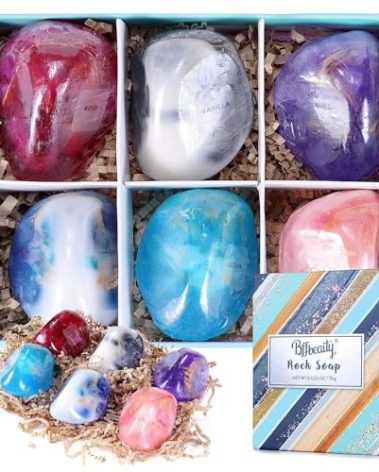 Soap Bar Sets - Bff Beauty 6pcs Hand Face Body Bar Soap Christmas Birthday Gift Set for Women, Perfect Gemstone Soap Rocks Set for Women & Men Moisturizing Skin, Best Gift Ideal for Birthday Gifts