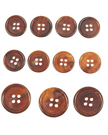 YaHoGa 11-Piece Light Brown Horn Button Set for Blazers, Suits & Coats - Real Buffalo Horn Blazer & Suit Buttons (15mm, 20mm) for Men