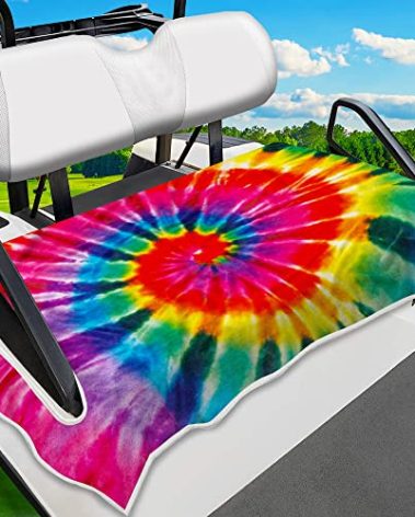 ENYORSEL Golf Cart Seat Covers, Red Tie-dye Golf Cart Seat Towel Blanket for All EZGO, Yamaha, Club Cars, Icon and More 2/4-seats Cart, 100% Microfiber, Essential Golf Cart Accessories, 51'' x 31''