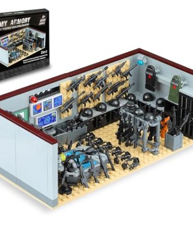 Army Military Base Building Blocks Set Toy, with 6 Police Figures and Swat TeamWeapons Pack,Compatible with Lego Armory Battle Brick,Suitable for Adults and Children Aged 6+