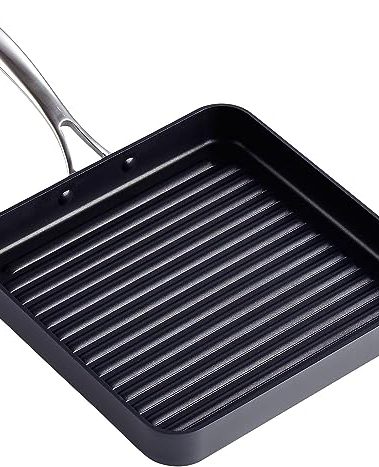 Cooks Standard Nonstick Square Grill Pan 11 x 11-Inch, Hard Anodized Grilling Skillet Pan Cookware for Camping, Home Use