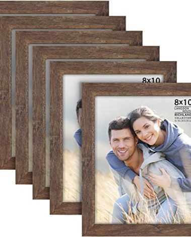 Langdon House 8x10 Picture Frames (Rustic Brown, 6 Pack) Traditional Wood-Like Photo Frames for Any Décor Style, Richland Collection