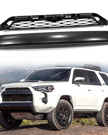 HAPSO Front Bumper Grille Fit for 2014-2019 4Runner SR5 TRD Off-Road TRD Pro Black Unpainted Upper Mesh Grill Assembly Replacement (Not Fit Limited)