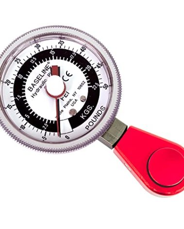 Baseline Hydraulic Pinch Gauge 50lb Capacity Hand Therapy Equipment Finger Strength Tester Physical Therapy Rehabilitation Wrist, Hand, Fingers - Red