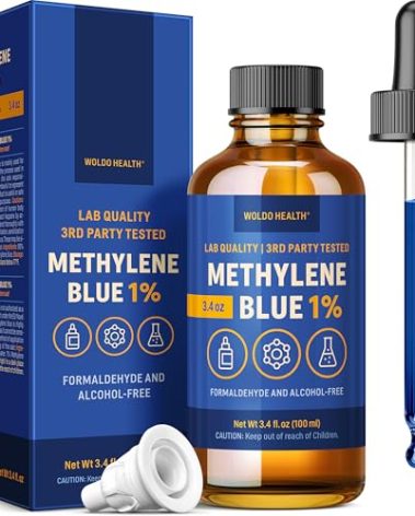 WoldoHealth Methylene Blue 1% Drops 3.4 Fl Oz - High Purity, USP Pharma Grade Ingredients, Third-Party Tested, Formaldehyde Free