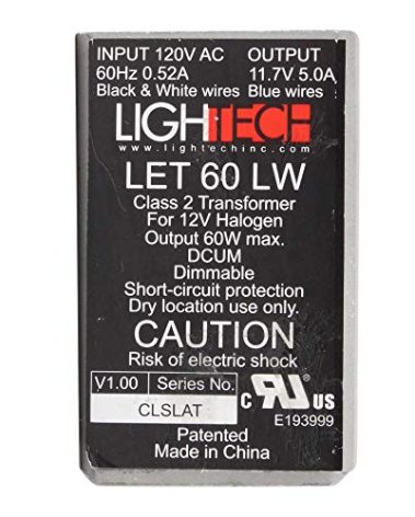 LighTech LET-60-LW Electrical Transformer, 12V 60W MR16 Electronic Low Wattage