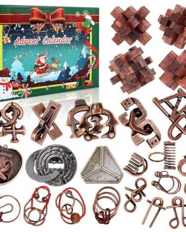 Advent Calendar 2025 for Boys Adults & Kids - Brain Teaser Christmas Countdown Calendar Gift Box with 24 Brain Teaser Puzzles, 24 Days Metal Difficult Magic Brain Teaser Puzzles Xmas Countdown Calendar Challenge for Adults Teens