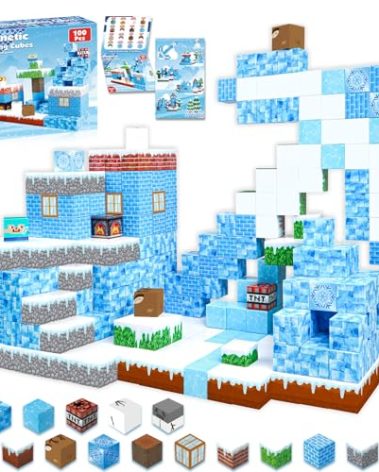 ToyUnited Magnetic Blocks - 100PCS Magnetic Building Blocks Glacier Castle, STEM Montessori Sensory Toys for Toddlers Kids Boys Girls Ages 3 4 5 6 7 8 9 10 Holiday Easter Birthday Gifts