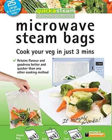 25-Pack Large Quickasteam Microwave Steam Cooking Bags for Faster, Healthier Vegetables