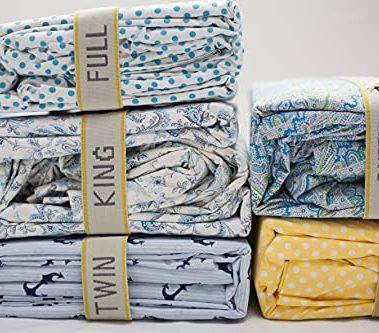 Sheet Keeper Queen Size Sheet Organizer Bands (2-Pack) – Made in USA Closet Straps with Labels for Bed Linen & Storage