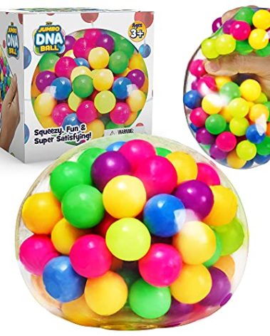 YoYa Toys The Original Jumbo DNA Ball | Colorful Fidget Squeezing Stress Relief Ball for Adults & Kids | Our Unique Rubber Squishy Toys are Great for Stress, Anxiety, Bad Habits & More