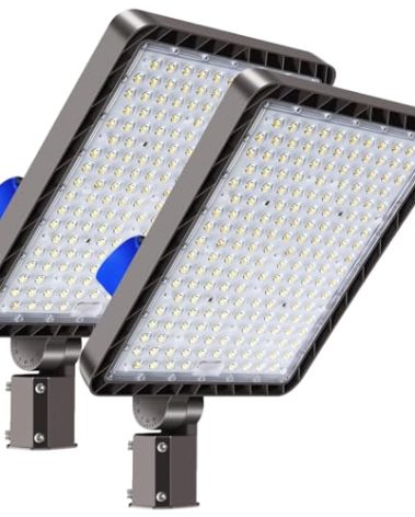 Juyace 480W LED Parking Lot Light Slip Fitter Mount Dusk to Dawn Outdoor Lighting Exterior Flood Commercial Outside IP65 Waterproof 100-277V Security 2 Pack