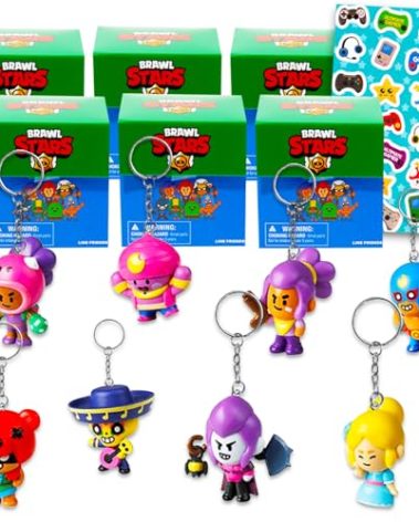 Brawl Stars Blind Bags Party Favors Set - Bundle with 6 Surprise Keychain Mystery Figures, Stickers | Bag Clips for Kids