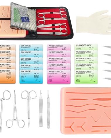 Spectabilis Suture Practice Kit for Medical Students, Large Silicone Pad 14 Pre-Cut Wounds, Supplies for Vet/Nursing Students Includes Surgical Removal Practice Wound Closure Stitches Practice Kit.