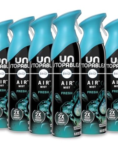 Febreze Air Freshener Spray, Unstopables Fresh, Odor Fighter for Strong Odor, 8.8 Oz, Pack of 6