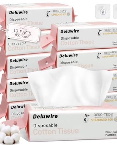 800 Count Disposable Face Towels, Soft & Skin Friendly Face Towelettes Disposable, Facial Tissue Dry Wipes for Women Cleansing
