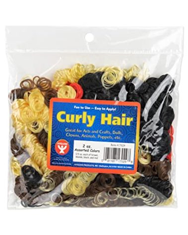Hygloss 2 oz Curly Doll Hair For Crafts Assorted- Premium Synthetic Hair for Doll Making, Puppets, and Arts & Crafts Projects – Easy Application