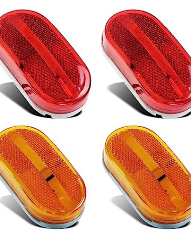 Partsam 4x Rectangular 4 Inch LED Front Rear Side Marker Clearance Lights Indicator [DOT Certified] for RV Camper Motorhome Truck Trailer