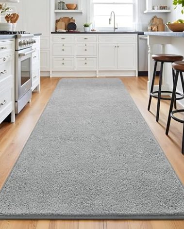 Keeko 2x6 Runner Rug, Grey Bedroom Bedside Runner Rug Small Carpet Living Room Area Throw Rugs for Hallway Soft Indoor Memory Foam Rugs for Teen Kids Classroom Nursery Dorm Laundry Room Decor