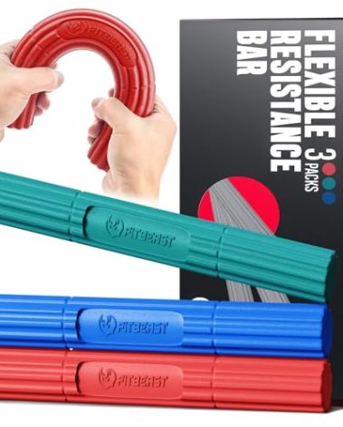 FitBeast Hand Exerciser Bars for Physical Therapy - Relieves Tendonitis Pain & Improve Grip Strength, Injury Recovery, Forearm (3 Piece Set - Green Blue Red)