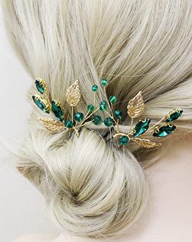 Brihasory Emerald Green Rhinestone Hair Pins Wedding Hair Accessories for Women Handmade Bridesmaid Gifts Bridal Hair Clips Prom Hair Accessory for Girls Headpieces