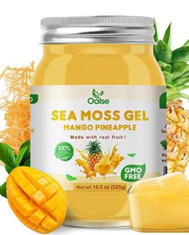OALSE Sea Moss Gel - 18.5OZ Mango Pineapple Flavor Sea Moss Gel Raw Nutritious Rich in 102 Vitamins and Minerals, Proteins & Vitamins, Vegan-Friendly
