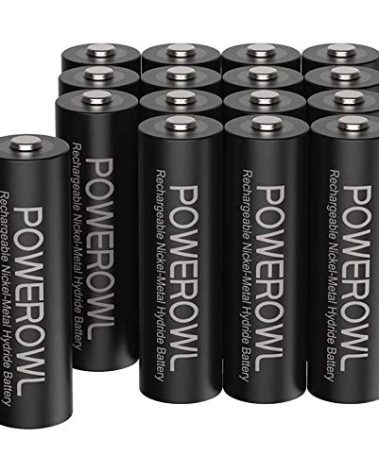 POWEROWL AA Rechargeable Batteries, 2800mAh High Capacity Batteries 1.2V NiMH Low Self Discharge, Pack of 16