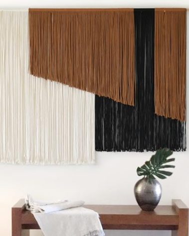 Jakalin Macrame Wall Hanging Dip Dyed Fiber Macrame Wall Decor Boho Cord Living Room Wall Art 57" Wx43 L