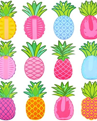 60 Pcs Pineapple Cutouts Colorful Pineapple Classroom Accents Bulletin Board Cutouts Luau Tropical Decorations Double Sided for Wall School Class Summer Beach Hawaii Party