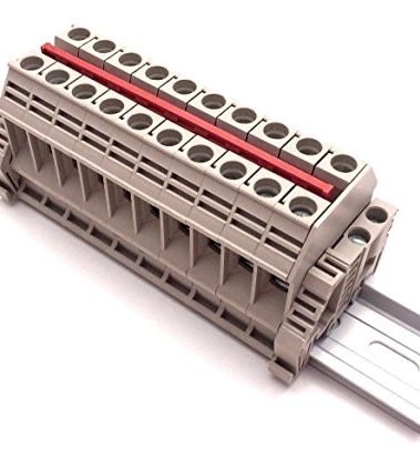 Dinkle Solar Combiner DK10N 10 Gang Box Connector DIN Rail Terminal Blocks, 6AWG, 60 Amp, 600V