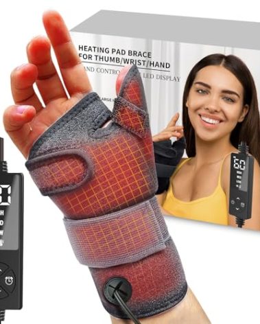 Electric Thumb & Wrist Heating Pad for Hand Arthritis with 3 Heat & 5 Timer Settings, Heated Wrist Wrap for Carpal Tunnel Syndromes, Tendonitis Left/Right Hand Pain Relief(S)