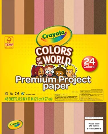 Crayola Construction Paper in Colors of The World, 8.5” x 11”, 24 Colors, Craft Supplies, 48 Sheets