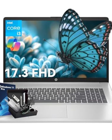 HP 17.3 Laptop Computer for Student & Business, AI Boost, Intel 8-Core Processor, WiFi 6, Bluetooth 5.3, HDMI, Type-C, Windows 11 Pro with 255 G10 Laptop Kit (16GB | 1TB SSD)