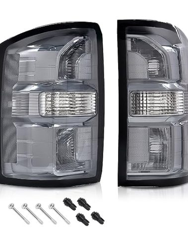 ALLGOOD Tail Lights Assembly w/o Bulbs Compatible with GMC Sierra 1500 2014-2018/Fit GMC Sierra 2500 HD 2015-2019/Fit GMC Siera 3500 HD 2015-2019 Rear Tail Lamp Smoke Lens
